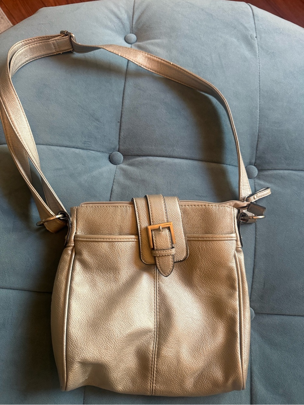 Merona Target Metallic Bronze Pebbled Faux Leather Crossbody Bag